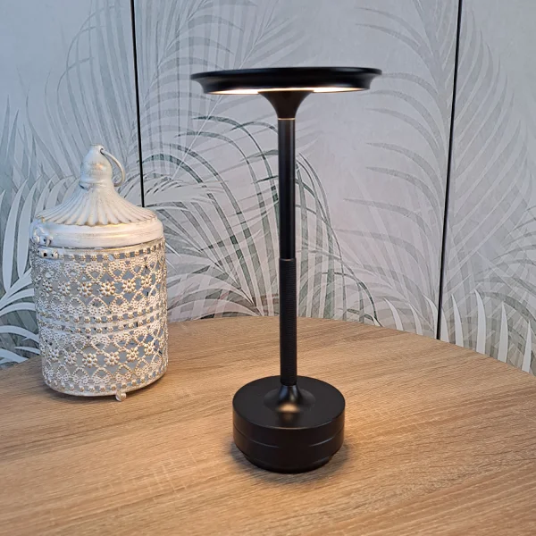 LÁMPARA DE MESA LED RECARGABLE INALÁMBRICA 213LM NEGRA IP44 ESTIVA