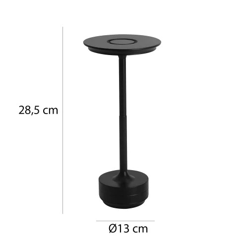 LÁMPARA DE MESA LED RECARGABLE INALÁMBRICA 213LM NEGRA IP44 ESTIVA