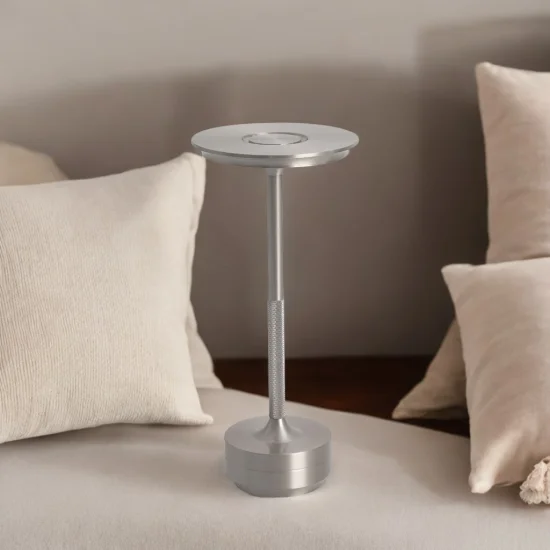 LÁMPARA DE MESA LED RECARGABLE INALÁMBRICA 213LM NÍQUEL IP44 ESTIVA