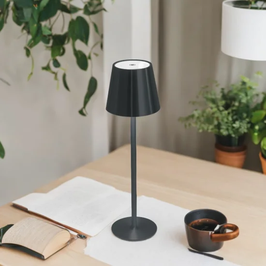 LÁMPARA DE MESA LED RECARGABLE INALÁMBRICA 229LM NEGRA IP44 SIRANA