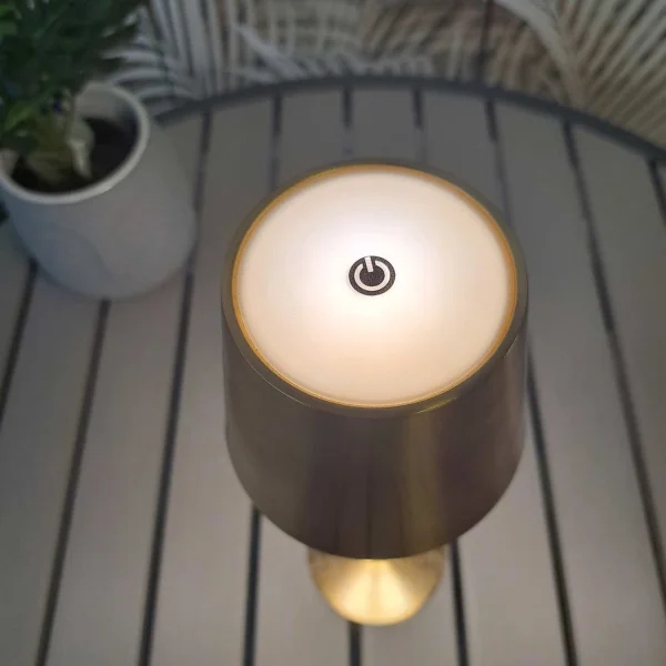 LÁMPARA DE MESA LED RECARGABLE INALÁMBRICA 229LM DORADA IP44 SIRANA