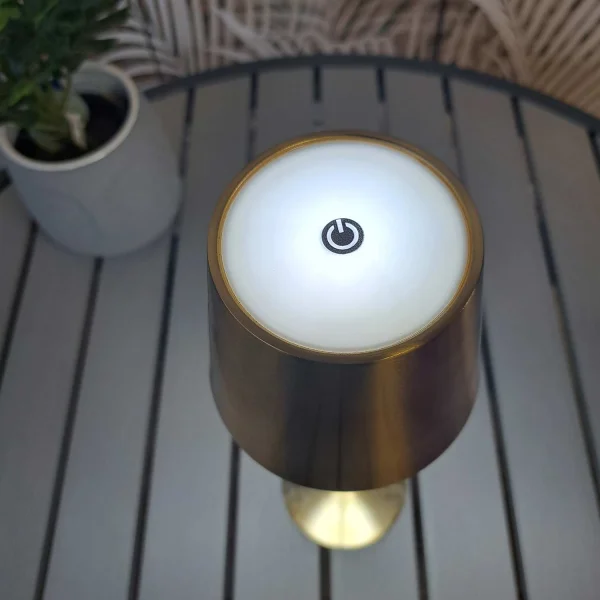 LÁMPARA DE MESA LED RECARGABLE INALÁMBRICA 229LM DORADA IP44 SIRANA