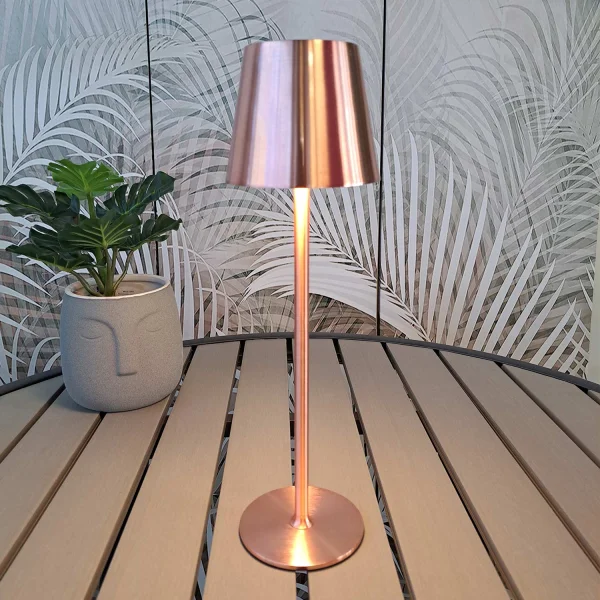 LÁMPARA DE MESA LED RECARGABLE INALÁMBRICA 229LM ORO ROSA IP44 SIRANA