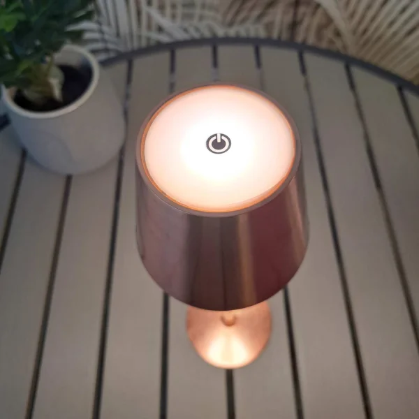 LÁMPARA DE MESA LED RECARGABLE INALÁMBRICA 229LM ORO ROSA IP44 SIRANA