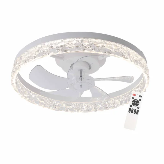 VENTILADOR DE TECHO ESTILO PLAFÓN LED 30W 3000-6000K 5 PALAS BLANCO ROCHELLE