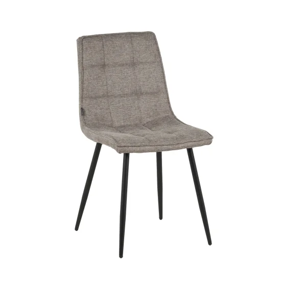 SILLA DE COMEDOR TAPIZADO MARRÓN PATAS NEGRAS TULUM