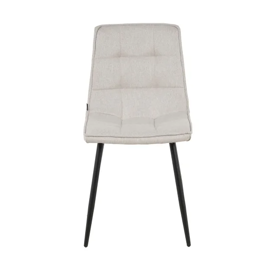 SILLA DE COMEDOR TAPIZADO GRIS CLARO PATAS NEGRAS TULUM 2