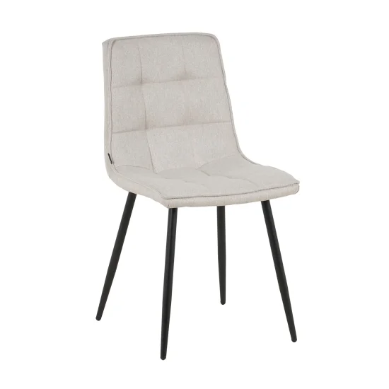 SILLA DE COMEDOR TAPIZADO GRIS CLARO PATAS NEGRAS TULUM