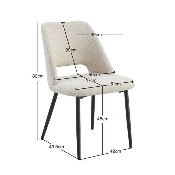 SILLA DE COMEDOR TAPIZADA BLANCO EBONY