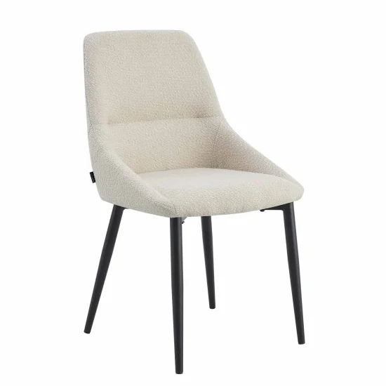 SILLA DE COMEDOR ADNEY TEXTIL ARENA PATAS NEGRAS 2