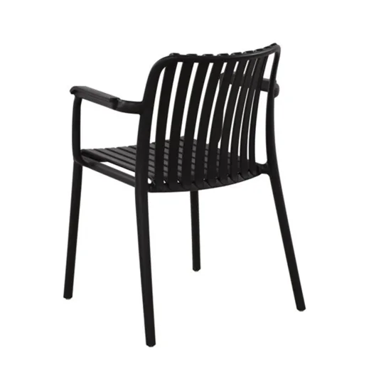 SILLA DE JARDIN CON REPOSABRAZOS POLIPROPILENO NEGRA EOLIA 2