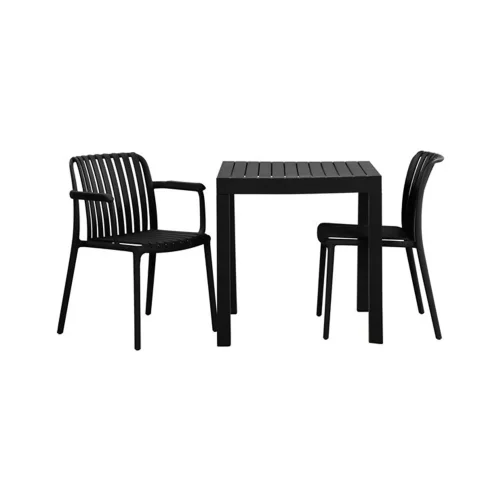 SILLA DE JARDIN CON REPOSABRAZOS POLIPROPILENO NEGRA EOLIA