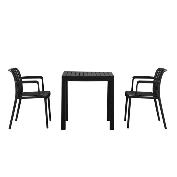 SILLA DE JARDIN CON REPOSABRAZOS POLIPROPILENO NEGRA EOLIA