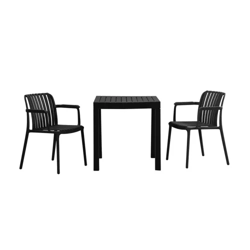 SILLA DE JARDIN CON REPOSABRAZOS POLIPROPILENO NEGRA EOLIA