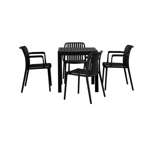 SILLA DE JARDIN CON REPOSABRAZOS POLIPROPILENO NEGRA EOLIA