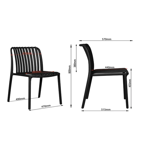 SILLA DE JARDIN POLIPROPILENO NEGRA EOLIA