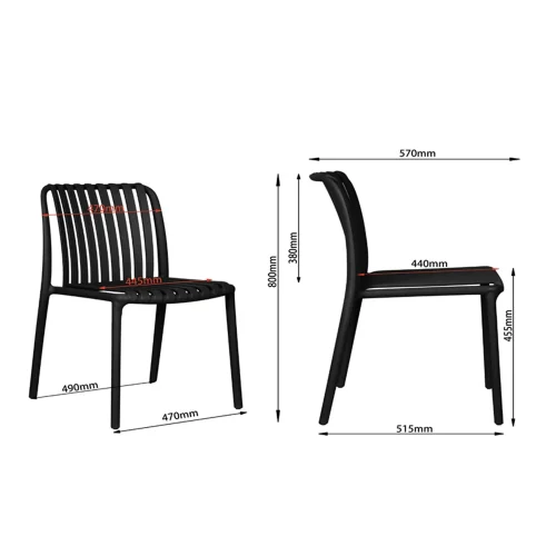 SILLA DE JARDIN POLIPROPILENO NEGRA EOLIA