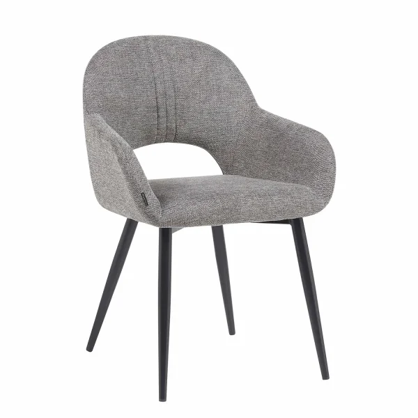 SILLA TAPIZADA GRIS PATAS NEGRAS ROWAN SILLA TAPIZADA GRIS PATAS NEGRAS ROWAN