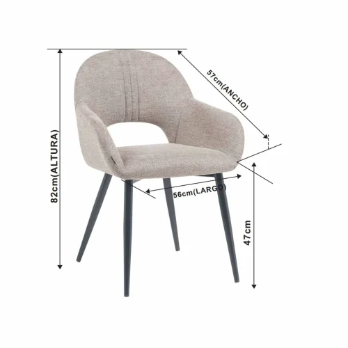 SILLA TAPIZADA GRIS PATAS NEGRAS ROWAN SILLA TAPIZADA GRIS PATAS NEGRAS ROWAN