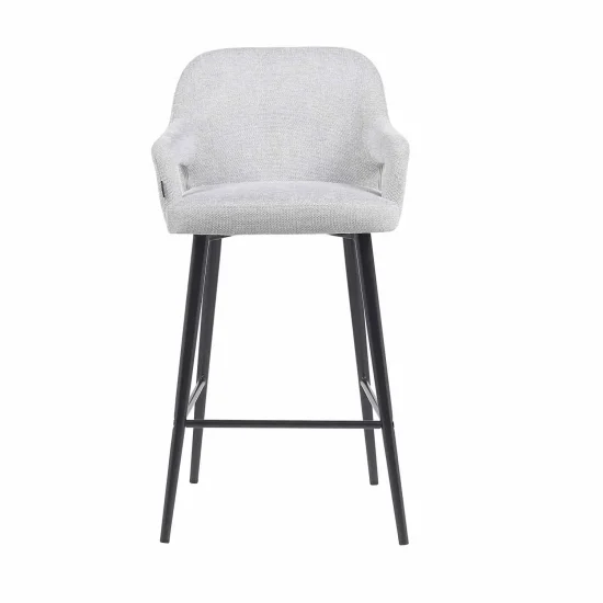 TABURETE TAPIZADO GRIS CLARO PATAS NEGRAS THORNE 2