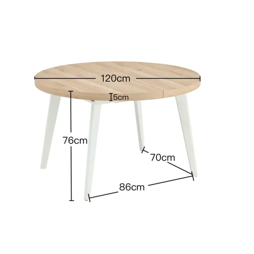 MESA DE COMEDOR EXTENSIBLE NATURAL/BLANCO SKADI