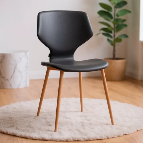 SILLA UPPLAND PU GRIS ANTRACITA PATAS COLOR HAYA