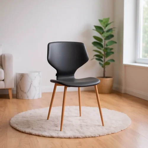 SILLA UPPLAND PU GRIS ANTRACITA PATAS COLOR HAYA