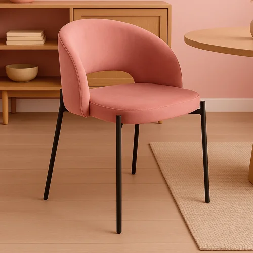 SILLA TAPIZADA TERCIOPELO ROSA CLOTILDE SILLA TAPIZADA TERCIOPELO ROSA CLOTILDE