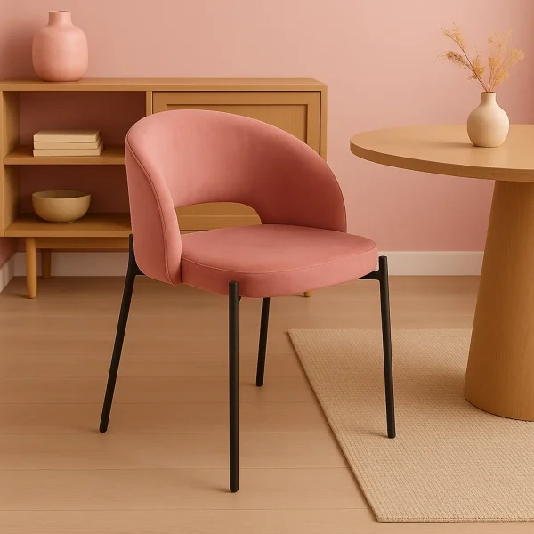 SILLA TAPIZADA TERCIOPELO ROSA CLOTILDE SILLA TAPIZADA TERCIOPELO ROSA CLOTILDE