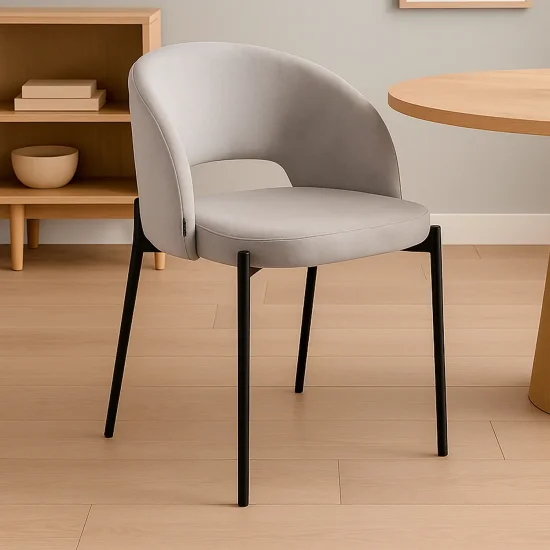 SILLA TAPIZADA TERCIOPELO GRIS CLOTILDE