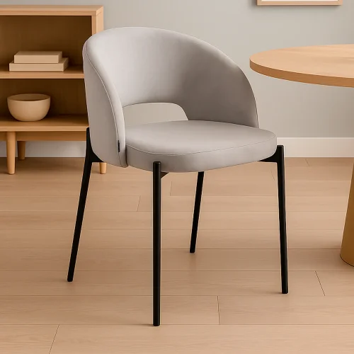 SILLA TAPIZADA TERCIOPELO GRIS CLOTILDE SILLA TAPIZADA TERCIOPELO GRIS CLOTILDE