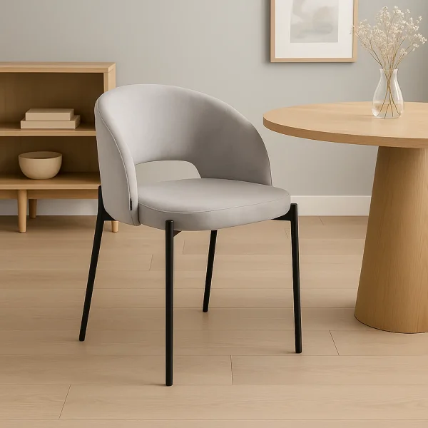 SILLA TAPIZADA TERCIOPELO GRIS CLOTILDE SILLA TAPIZADA TERCIOPELO GRIS CLOTILDE