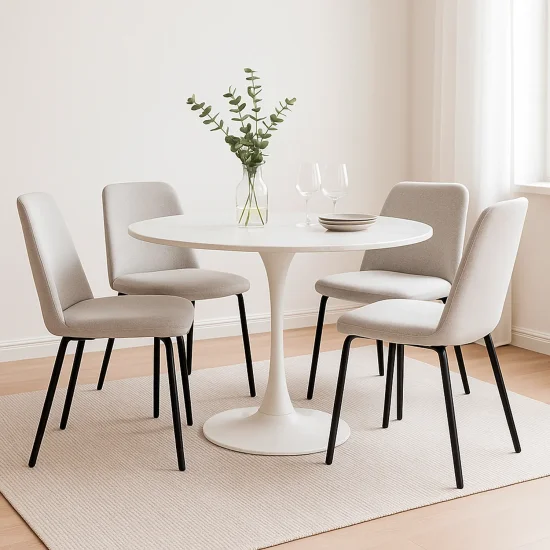 SILLA DE COMEDOR TAPIZADO ARENA PATAS NEGRAS LUSTRA