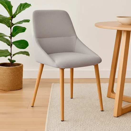 SILLA DE COMEDOR ADNEY TEXTIL GRIS CLARO PATAS HAYA