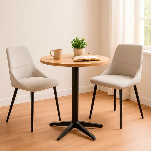 SILLA DE COMEDOR ADNEY TEXTIL ARENA PATAS NEGRAS