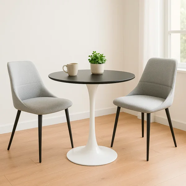 SILLA DE COMEDOR ADNEY TEXTIL GRIS PATAS NEGRAS