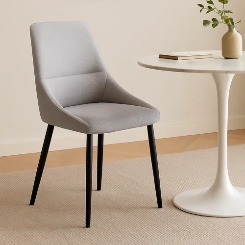 SILLA DE COMEDOR ADNEY TEXTIL GRIS PATAS NEGRAS