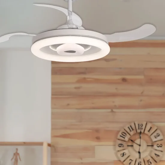 VENTILADOR DE TECHO LED 45W REGULABLE 4 ASPAS RETRÁCTILES SILVESTRE