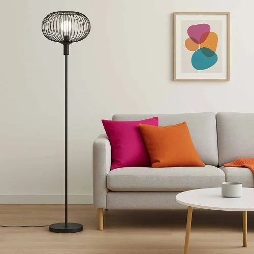 LÁMPARA DE PIE 160CM ACERO PINTADO NEGRO E27 ARVEN