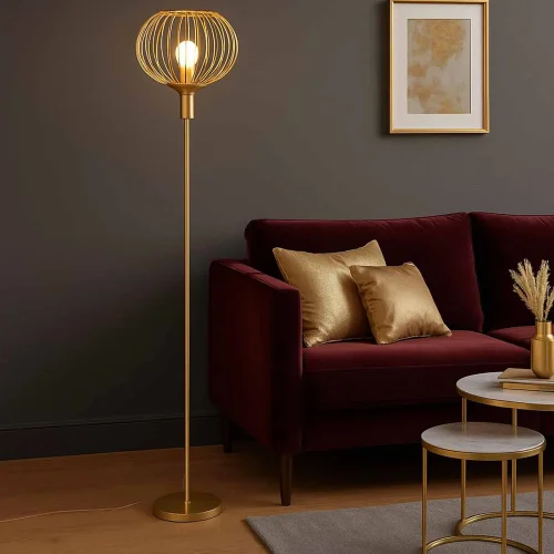 LÁMPARA DE PIE 160CM ACERO PINTADO DORADO E27 ARVEN