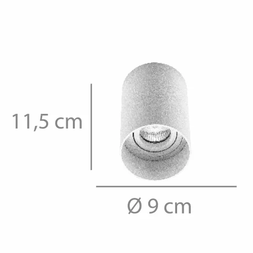 FOCO DE SUPERFICIE CILINDRICO GU10 ORIENTABLE Ø9CM BLANCO