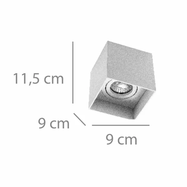FOCO DE SUPERFICIE CUADRADO GU10 ORIENTABLE 9x9CM BLANCO