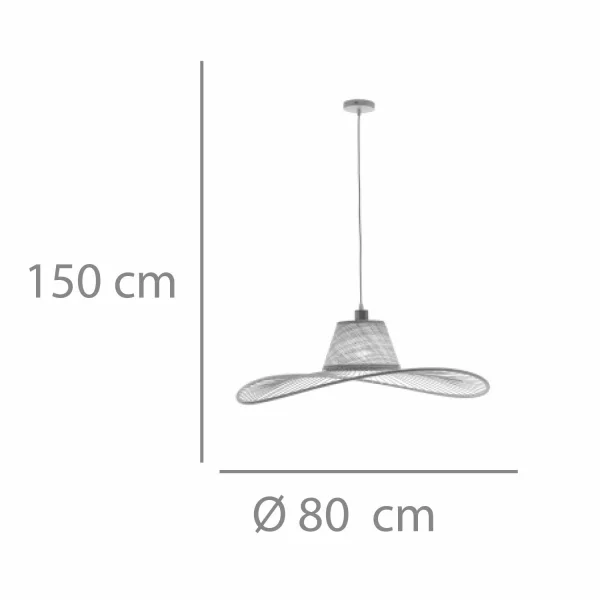 LÁMPARA DE TECHO EN MADERA Y FIBRAS NATURALES Ø80CM E27 SOLMAR