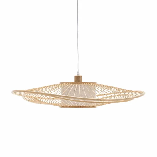 LÁMPARA DE TECHO EN MADERA Y TELA Ø70CM E27 MALAI 2