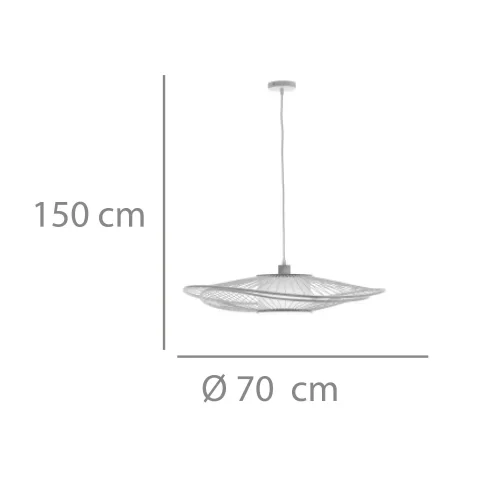LÁMPARA DE TECHO EN MADERA Y TELA Ø70CM E27 MALAI