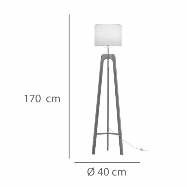LÁMPARA DE PIE EN MADERA Y TELA Ø40CM E27 HAGEN