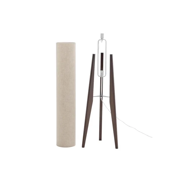 LÁMPARA DE PIE EN MADERA CAOBA Y TELA 2 LUCES E27 Ø36CM HAGEN