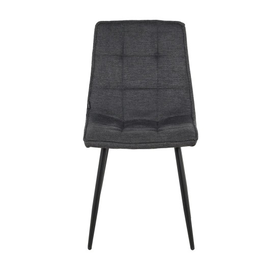 SILLA DE COMEDOR TAPIZADO GRIS MARENGO PATAS NEGRAS TULUM 2