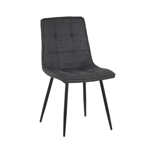 SILLA DE COMEDOR TAPIZADO GRIS MARENGO PATAS NEGRAS TULUM
