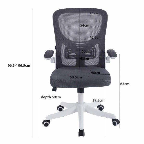 SILLA DE ESCRITORIO CON RUEDAS GRIS Y BLANCA AVENTURINA